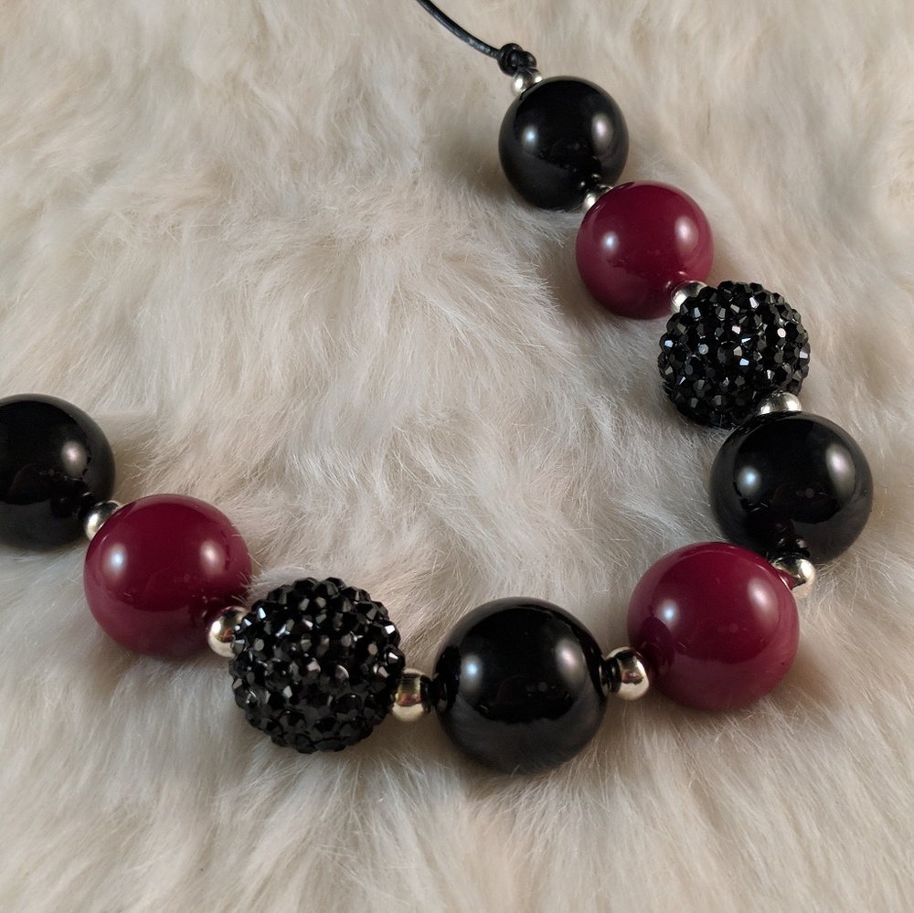 Garnet and Black; Pearl necklace